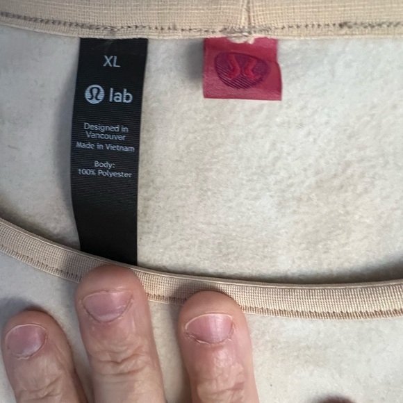 Lululemon Lab Fleece Crew Pullover size XL in light ivory cafe au lait - Picture 6 of 6